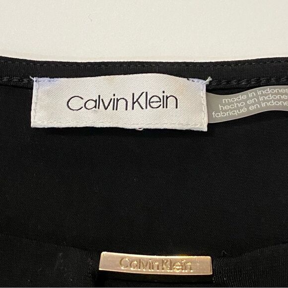 Calvin Klein Black Petal Sleeve Blouse Round Neck With Keyhole Women's Size M/L - Picture 6 of 12